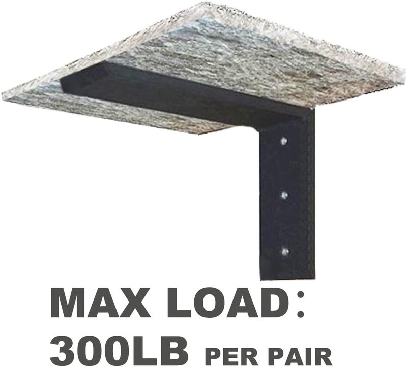 WINKER Countertop Support Bracket 2 Pack Heavy Duty 3/8" Thick Hidden L Shelf Bracket 12" x 6" x 2.5" Metal Corbels for Quartz/Granite/Wood/Concrete/Laminate Countertops, Black - Image 3